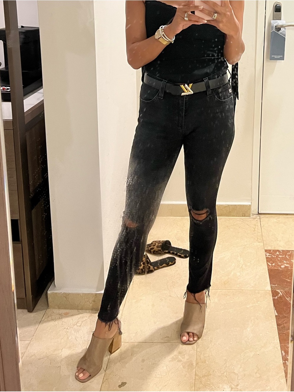 Ag Adriano Goldschmied Black Distressed Skinny Jeans